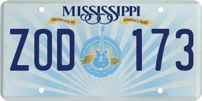 MS license plate ZOD173