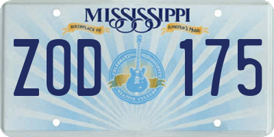 MS license plate ZOD175