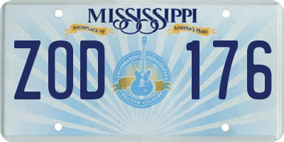 MS license plate ZOD176