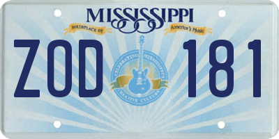 MS license plate ZOD181