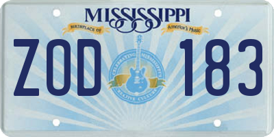 MS license plate ZOD183