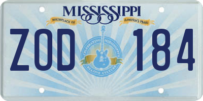 MS license plate ZOD184