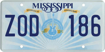 MS license plate ZOD186