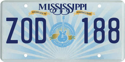 MS license plate ZOD188