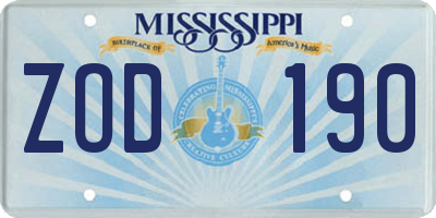 MS license plate ZOD190