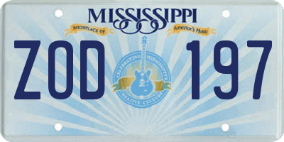 MS license plate ZOD197