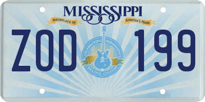 MS license plate ZOD199