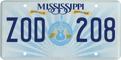 MS license plate ZOD208