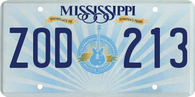 MS license plate ZOD213