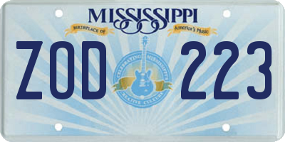 MS license plate ZOD223