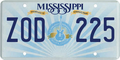 MS license plate ZOD225