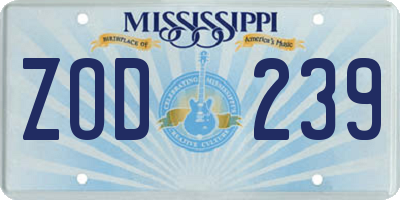 MS license plate ZOD239