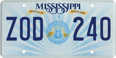 MS license plate ZOD240