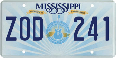 MS license plate ZOD241