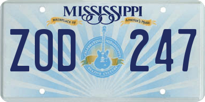 MS license plate ZOD247