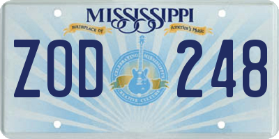 MS license plate ZOD248