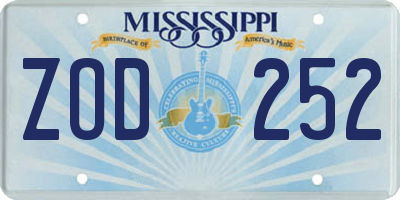 MS license plate ZOD252