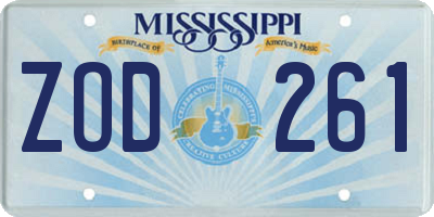 MS license plate ZOD261