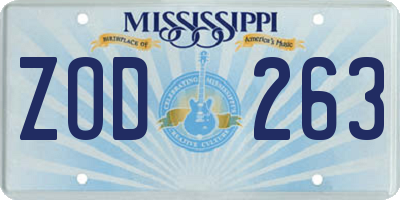 MS license plate ZOD263
