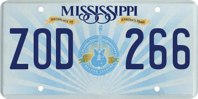 MS license plate ZOD266