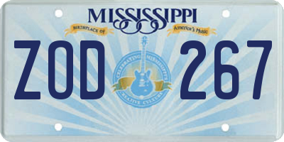 MS license plate ZOD267
