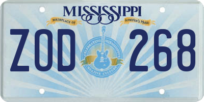 MS license plate ZOD268