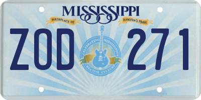 MS license plate ZOD271
