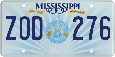 MS license plate ZOD276