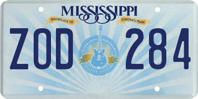 MS license plate ZOD284