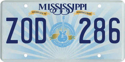 MS license plate ZOD286