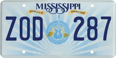 MS license plate ZOD287