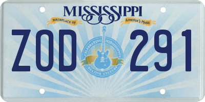 MS license plate ZOD291
