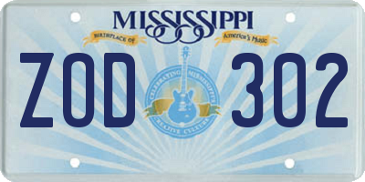 MS license plate ZOD302