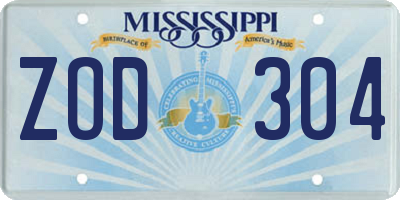 MS license plate ZOD304