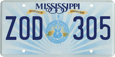 MS license plate ZOD305