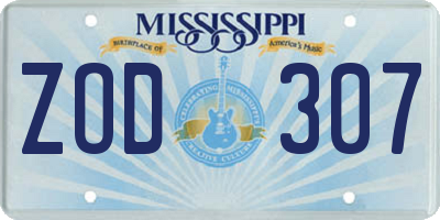 MS license plate ZOD307