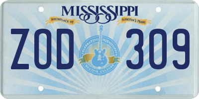 MS license plate ZOD309