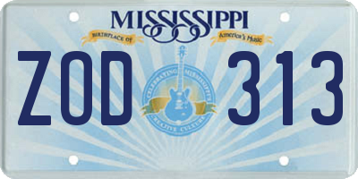 MS license plate ZOD313