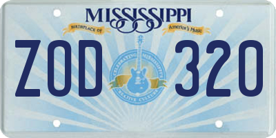 MS license plate ZOD320