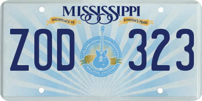MS license plate ZOD323