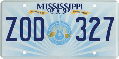 MS license plate ZOD327