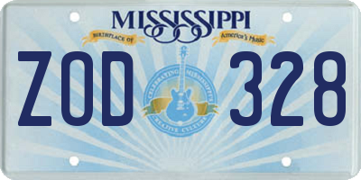 MS license plate ZOD328