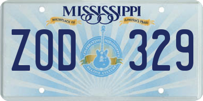 MS license plate ZOD329