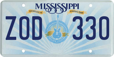 MS license plate ZOD330