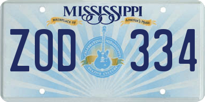 MS license plate ZOD334