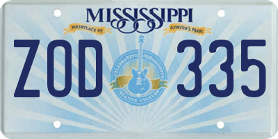MS license plate ZOD335