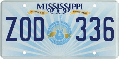 MS license plate ZOD336
