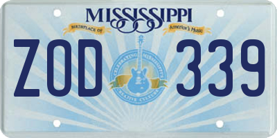 MS license plate ZOD339