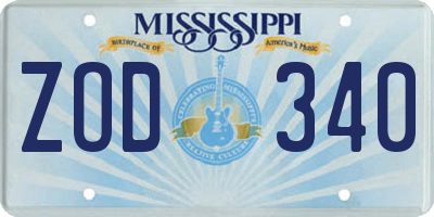 MS license plate ZOD340
