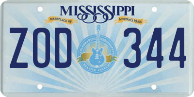 MS license plate ZOD344